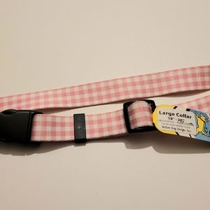 3/$15 Pink White Checked Adjustable Large Dog Collar (18"-28")